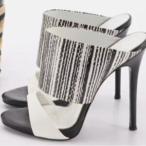 GIUSEPPE ZANOTTI Andrea Black & White High-Heel Mules Sz 36